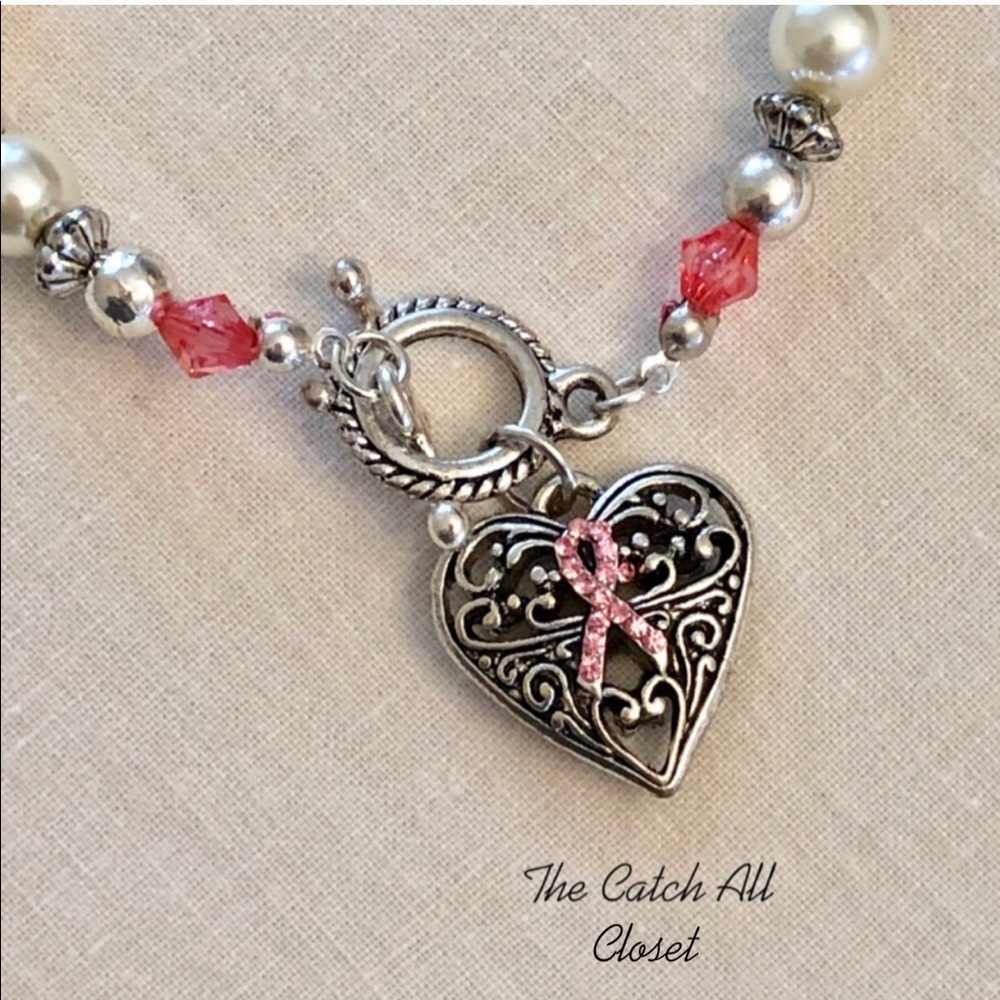 NWT Breast Cancer Awareness Heart Bracelet
